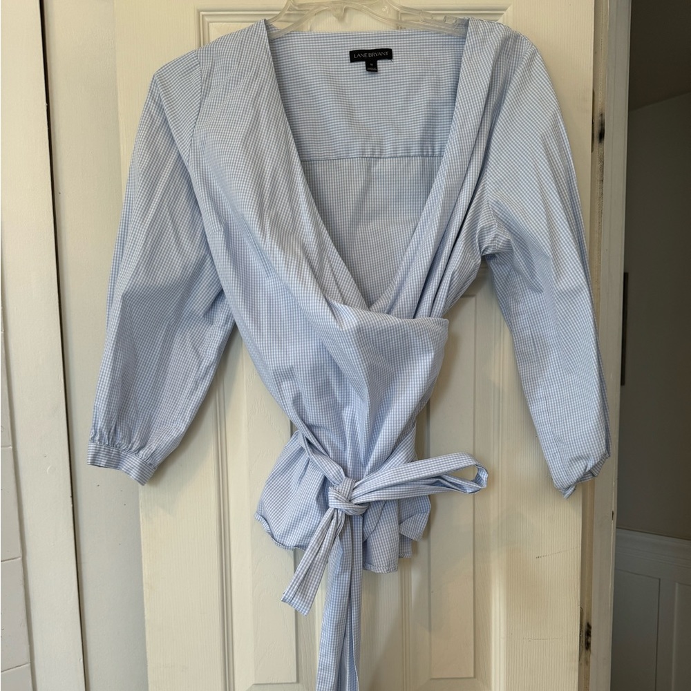 Lane Bryant Wrap Gingham Top